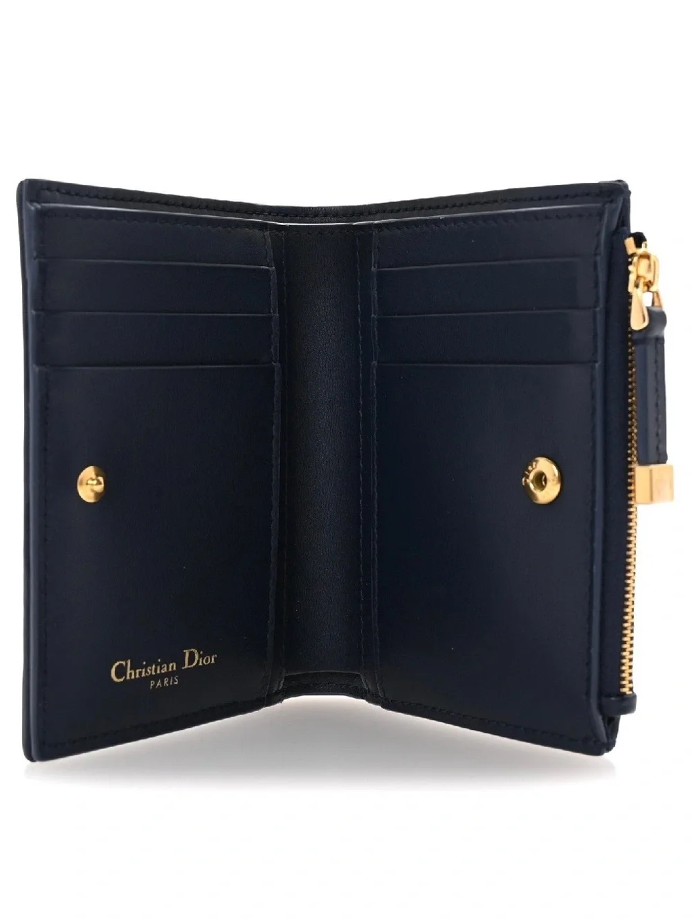 Christian Dior Navy Toile Zip Pouch with Gold CD Hardware